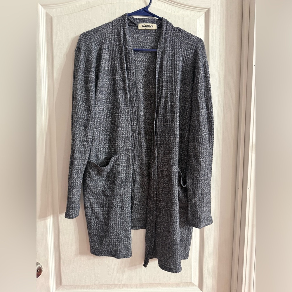 Haptics By Holly Harper Women’s Blue Open Front Cardigan Sz L. Jan-109